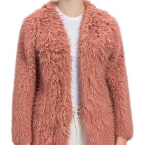Ambiance Furry Blush Pink Teddy Jacket Size Small